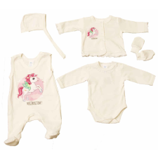  5 részes baba szett unikornisos "megérkeztem" mintával gyerek ruha szett