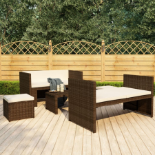5 részes barna polyrattan kerti ülőgarnitúra párnákkal kerti bútor