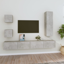  5 részes betonszürke szerelt fa TV-szekrényszett bútor