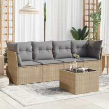 5 részes bézs polyrattan kerti ülőgarnitúra párnákkal kerti bútor
