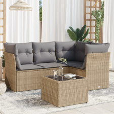 5 részes bézs polyrattan kerti ülőgarnitúra párnákkal kerti bútor