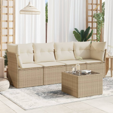 5 részes bézs polyrattan kerti ülőgarnitúra párnákkal kerti bútor