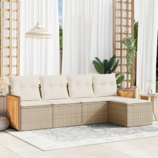 5 részes bézs polyrattan kerti ülőgarnitúra párnákkal kerti bútor