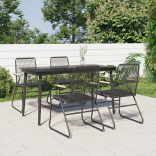 5 részes fekete PVC rattan kerti étkezőgarnitúra kerti bútor