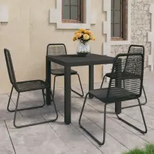  5 részes fekete PVC rattan kerti étkezőgarnitúra kerti bútor