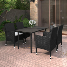5 részes polyrattan és üveg kerti étkezőgarnitúra párnákkal kerti bútor