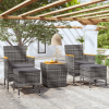  5 részes szürke polyrattan és tömör akácfa kerti bisztrószett