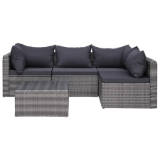 5 részes szürke polyrattan kerti bútorszett párnákkal kerti bútor