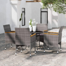 5 részes szürke polyrattan kerti étkezőgarnitúra kerti bútor