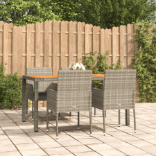 5 részes szürke polyrattan kerti étkezőgarnitúra párnával kerti bútor