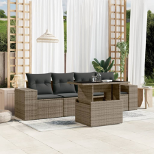 5 részes szürke polyrattan kerti ülőgarnitúra párnákkal kerti bútor