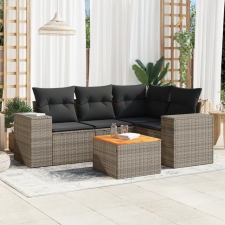 5 részes szürke polyrattan kerti ülőgarnitúra párnákkal kerti bútor