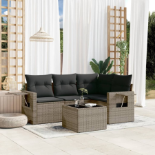 5 részes szürke polyrattan kerti ülőgarnitúra párnákkal kerti bútor