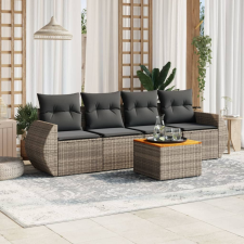 5 részes szürke polyrattan kerti ülőgarnitúra párnákkal kerti bútor