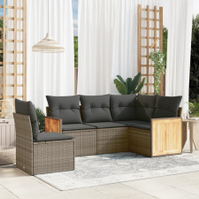  5 részes szürke polyrattan kerti ülőgarnitúra párnákkal kerti bútor