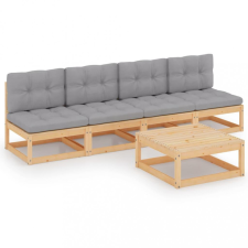  5 részes tömör fenyőfa kerti ülőgarnitúra párnával kerti bútor