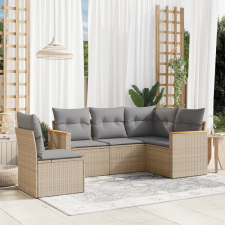 5 részes vegyes bézs polyrattan kerti ülőgarnitúra párnákkal kerti bútor