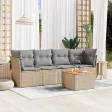 5 részes vegyes bézs polyrattan kerti ülőgarnitúra párnákkal kerti bútor