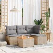 5 részes vegyes bézs polyrattan kerti ülőgarnitúra párnákkal kerti bútor