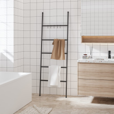  5 szintes fekete vas törölközőtartó létra 58 x 175 cm fürdőszoba kiegészítő