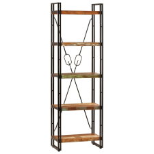 5 szintes tömör újrahasznosított fa könyvespolc 60x30x180 cm bútor