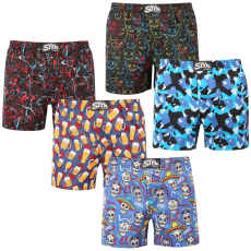 5PACK férfi bő szárú boxeralsók Styx prémium art klasszikus gumipánt (5AP1834568) L