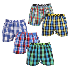  5PACK férfi bő szárú boxeralsók Styx sportos gumipánt többszínű (5B103640) XL