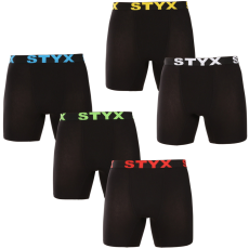  5PACK férfi boxeralsó Styx hosszú sportos gumipánt fekete (5UN9601) XL