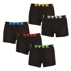  5PACK Férfi boxeralsó Styx sportos gumipánt fekete (5G9601) M