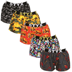  5PACK női bő szárú boxeralsók Styx art sportos gumipánt többszínű (5T1182492) XL