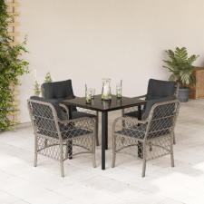 5részes világosszürke polyrattan kerti étkezőgarnitúra párnával kerti bútor