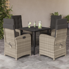  5részes világosszürke polyrattan kerti étkezőgarnitúra párnával kerti bútor