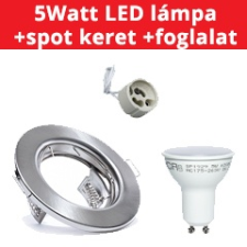  -5Watt GU10 LED lámpa (természetes fehér) + mattkróm szpot keret + GU10 csatlakozó (kettesével rendelhető) világítás