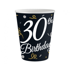 6 darabos papír pohár - Happy Birthday - 30.születésnap - 200 ml party kellék