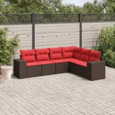  6 db barna polyrattan kerti kanapégarnitúra párnákkal kerti bútor