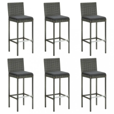  6 db szürke polyrattan bárszék párnákkal bútor