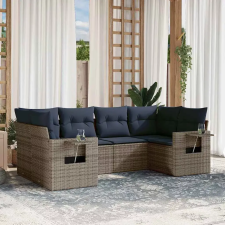  6 db szürke polyrattan kerti kanapégarnitúra párnákkal kerti bútor