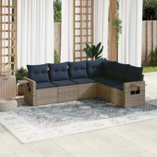  6 db szürke polyrattan kerti kanapégarnitúra párnákkal kerti bútor