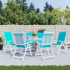  6 db türkizkék szövet magas háttámlájú székpárna kerti bútor