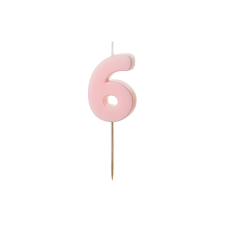 6-os számú születésnapi gyertya, világos rózsaszín, 5,5 cm party kellék