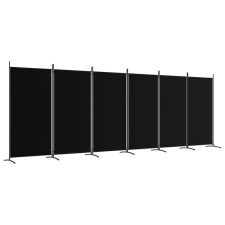  6 paneles fekete szövet térelválasztó 520x180 cm bútor