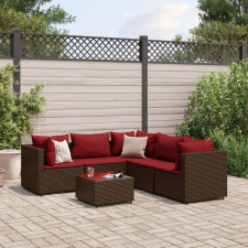  6 részes barna polyrattan kerti ülőgarnitúra párnákkal kerti bútor