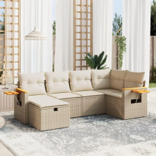  6 részes bézs polyrattan kerti ülőgarnitúra párnával kerti bútor