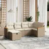 6 részes bézs polyrattan kerti ülőgarnitúra párnával