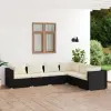  6 részes fekete polyrattan kerti ülőgarnitúra párnákkal