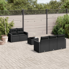 6 részes fekete polyrattan kerti ülőgarnitúra párnákkal kerti bútor
