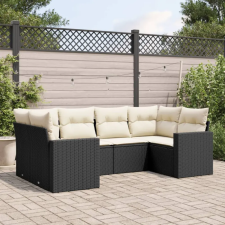  6 részes fekete polyrattan kerti ülőgarnitúra párnákkal kerti bútor