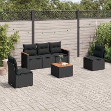 6 részes fekete polyrattan kerti ülőgarnitúra párnákkal kerti bútor