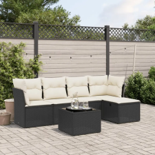  6 részes fekete polyrattan kerti ülőgarnitúra párnákkal kerti bútor