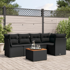  6 részes fekete polyrattan kerti ülőgarnitúra párnákkal kerti bútor